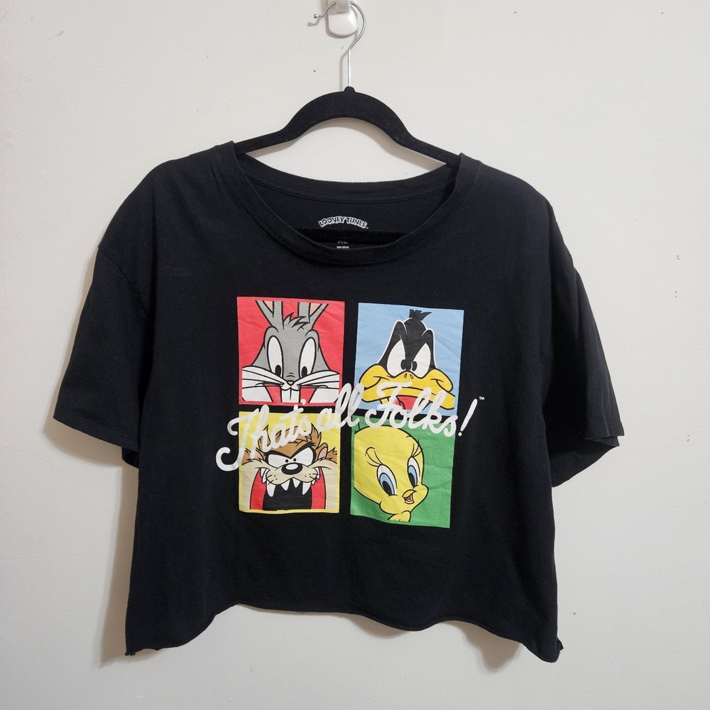 Looney Tunes "That's All Folks!" Graphic Crop Top Tee